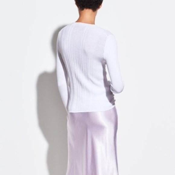 VINCE Variegated Rib Mock Neck White NWT - Size Large - Picture 6 of 13